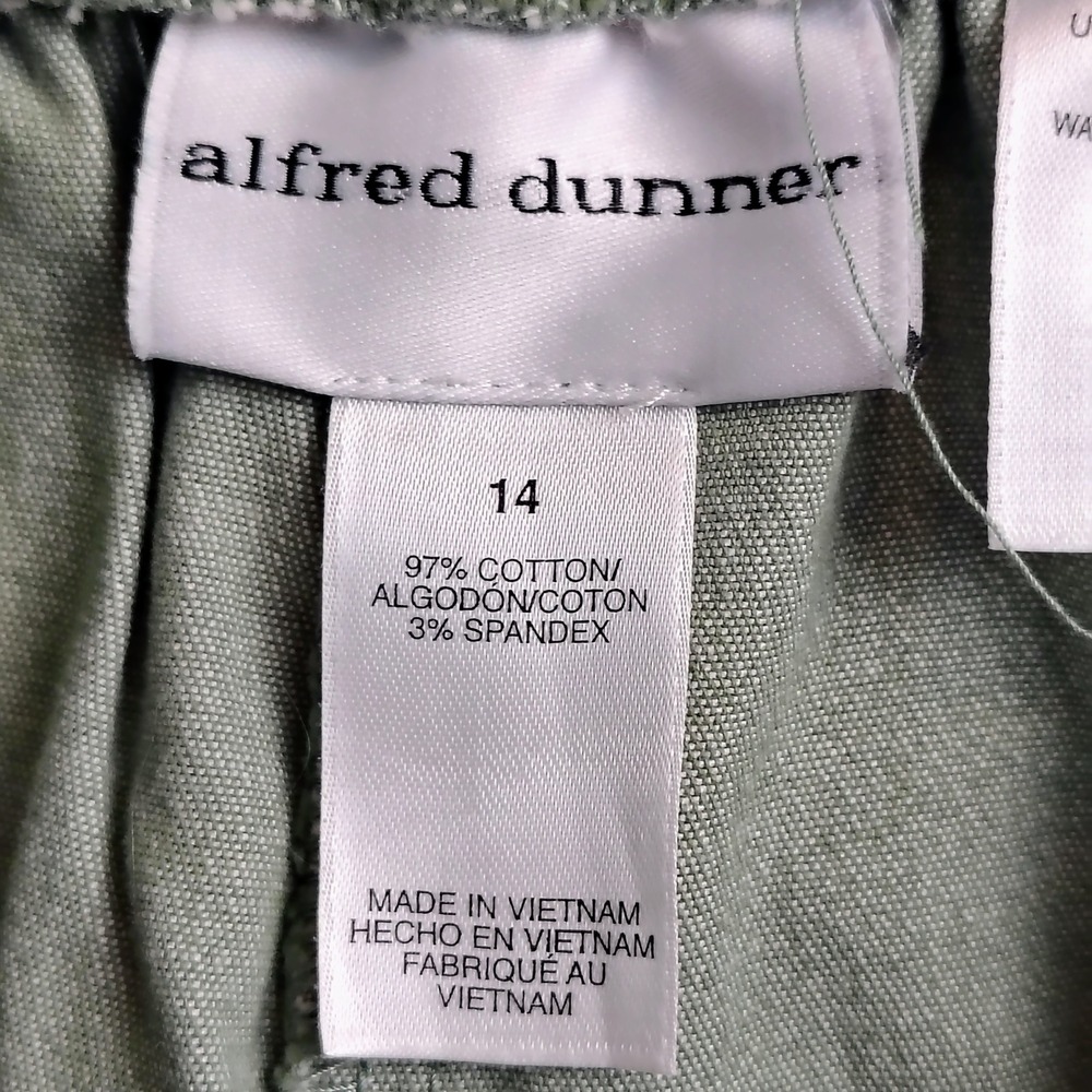 Alfred Dunner Womens SZ 14 Elastic Back Straight Leg Pants Sage Green Cotton - Picture 5 of 8
